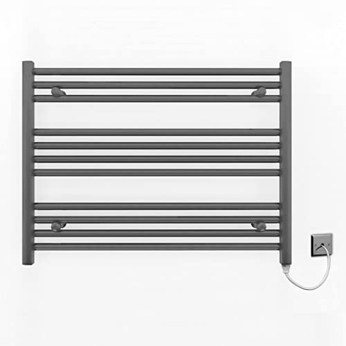 Myhomeware 900mm Wide Anthracite Grey Flat Electric Pre-Filled Heated Towel Rail Radiator For Bathroom Designer UK (900 x 600mm (h))