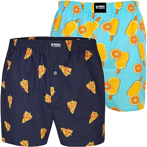 Happy Shorts Webboxer Herren Boxer Motiv Boxershorts Sets zur Auswahl Farbwahl, Farbe:Design 13, Grösse:L