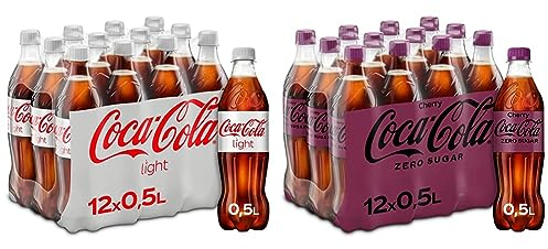 Coca-Cola Light - prickelndes Erfrischungsgetränk mit originalem Coke-Geschmack & Zero Sugar Cherry - fruchtiges Erfrischungsgetränk mit Kirsch-Geschmack