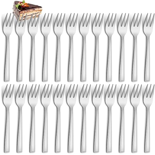 Hunnycook Lot de 24 petites fourchettes à dessert, en acier inoxydable, 15 cm, pour la maison, les fêtes, les restaurants, passent au lave-vaisselle