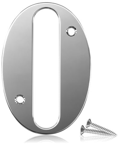 Bwintech 1 Pcs 75mm Height (3 Inch) Chrome Bolted Door Number 0 Stainless Steel 304 House Number, Suitable For Front,Wooden, Composite,UPVC Door
