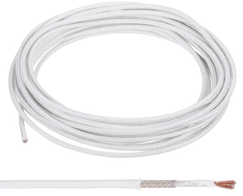 PATIKIL 19.7Ft 17 AWG High Temperature Wire, -60-350 Degrees Celsius Mica Glass Fiber Electronic Wire Insulated Heat Resistant Electronical Flexible Cable for Lamp Boiler Heater, White