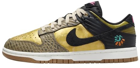 Nike FQ8148-010 Nike Dunk Low Premium Damen Black/Khaki-METALLIC Gold-MEDIUM ASH EU 41