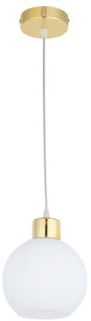 KAR LIGHTING Pendelleuchte 1-flammig aus Metall in Gold mit weißen Details, höhenverstellbar | E27 Fassung | LED geeignet | Hängelampe für Wohnzimmer, Esszimmer, Küche, Büro oder Schlafzimmer