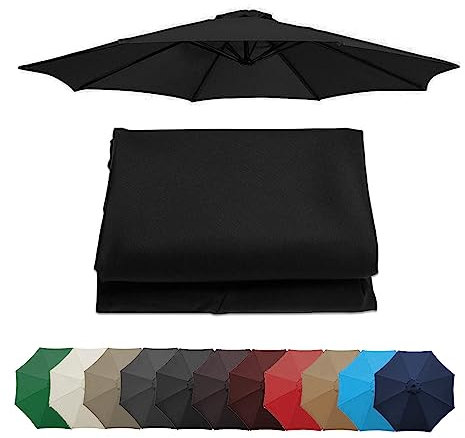 Auvent De Remplacement Pour Parasol 2m/2,7m/3m, 6 Baleines/8 Baleines Toile De Rechange Pour Parasol Déporté, Housse De Rechange Pour Parasol De Jardin Terrasse Plage (auvent Seulement) ( Color : Blac