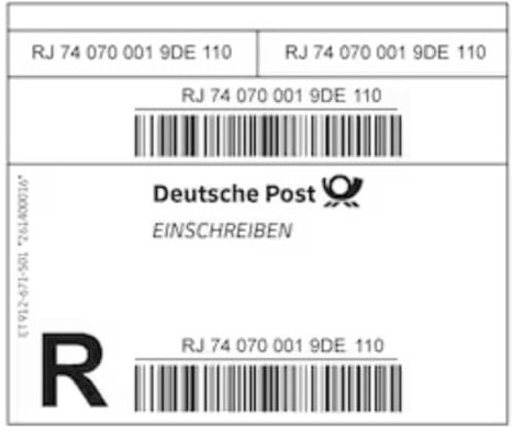 D. Post Block 50 Stück Einschreiben Label National selbstklebend Aufkleber Standard