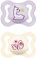 MAM Air Succhietto 2-6 Mesi (Set da 2), Ciuccio MAM 2-6 mesi per pelli sensibili e delicate, Kit da 2 accessori neonato con tettarella in silicone e porta ciuccio sterilizzatore, Lilla/Neutro
