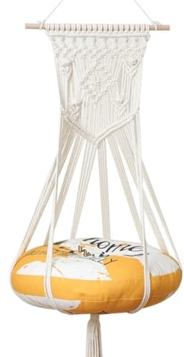 yeeplant Hollywoodschaukel-Hängematte, handgefertigt, gewebtes Baumwollseil, Katzen-Hängematte, Wandteppich, Kätzchen-Schlafbett, Makramee-Hängematte