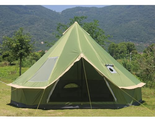 Luxus Glamping Glockenzelt für 8-12 Personen - 4 Jahreszeiten Jurtenzelt mit Herdheber Wasserdichtes Familienzelt für Camping, Jagd, Outdoor Party - 4m/5m Oxford Tuch Zelt