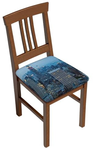 JRBWTDBW New York Fashion City Quadratischer Stuhl-Kissenbezug, hochwertiges elastisches Milchseidenmaterial, für die meisten quadratischen Stühle