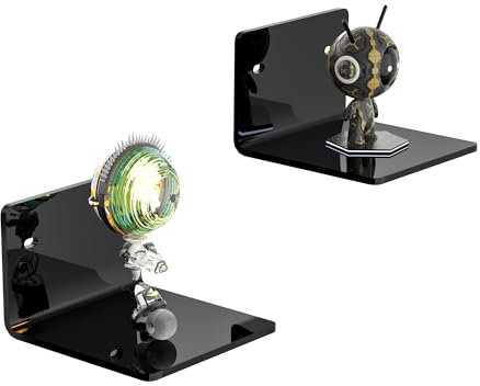 Sezanrpt 4 Inches Black Small Wall Shelves Set of 2, Acrylic Wall Organizer Shelf Display Shelves for Bedroom, Gaming Room, Living Room, Bathroom, Office, 2 Pack