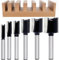 Akylin 6Pcs Straight Two Flute Router Cutter Bit, 1/4 Inch Shank Tungsten Carbide Router Cutter, Double Flute Straight Cutter |Cutting Diameter 1/4”, 5/16”, 3/8”, 1/2”, 5/8”, 3/4”, Cut height 13/16”