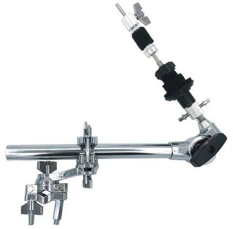TUOREN Geschlossener Hi Hat Aufsatz mit drehbarer Multi-Klemme, verstellbarer Beckenkippaufsatz Drum Beckenständer Galgenarm Kompatibel mit Auxiliary Hihats oder Stacks Percussion Hardware Zubehör