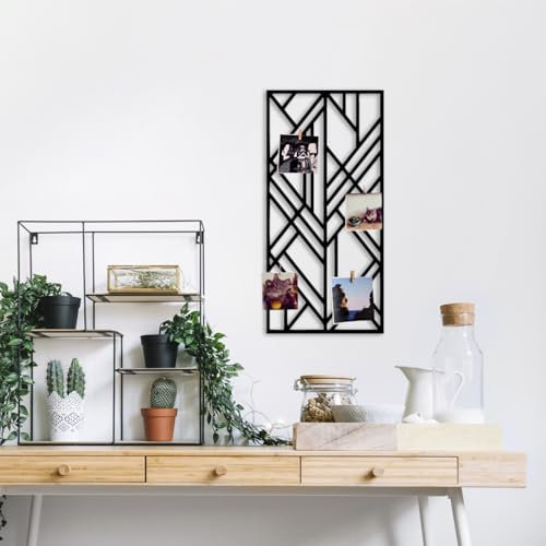 Wandgitter Schwarz,Wanddekor, Multifunktionale Gitterwand, DIY Eisen Gitter der Fotowand Dekoration, Pinnwand Foto an der Memoboard Hängen in der Familie, Küche, Fotohalter, Organizer für wand (Line)