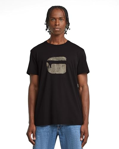 G-STAR Men's Finger Print Burger R T T-Shirt, Black (Dk Black D26041-c506-6484), S