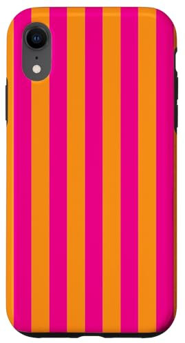 Vertical Stripes Pink Orange Preppy Minimal Aesthetic Cute Case for iPhone XR