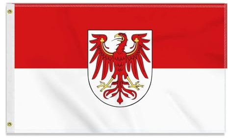 Große 90×150 CM Brandenburg Flagge,großes 150D Deutsche Bundesland Freundschafts banner, Deutschlandfahne Doube-Seitendruck Dekor Messingösen large Brandenburg