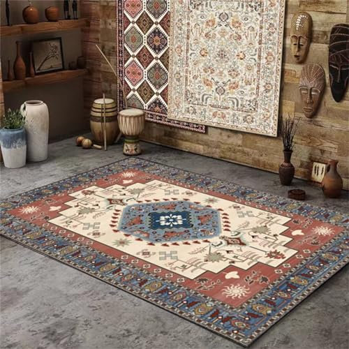 AITROMNI Deko Flur Teppich Landhausstil Roter Restaurantkorridor Pflanzendruck Design ist pflegeleicht Teppiche Schlafzimmer 200X300CM