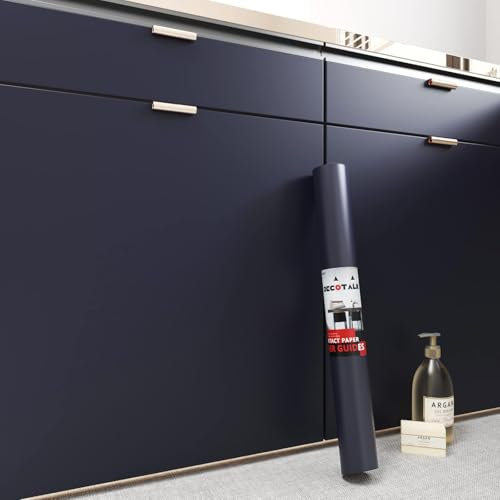 Decotalk Vinilo Adhesivo Muebles Azul 40X500cm Papel Pintado Autoadhesivo Azul Papel Adhesivo para Muebles para Encimeras Armarios Cocina Decoración de Paredes Revestimiento Impermeable