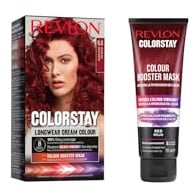 REVLON Colorstay Tinte Pelo Mujer, Coloración Permanente de Larga Duración, Tono 6.6 Rojo Intenso + Mascarilla Potenciadora del Color, 125ml Tono Rojo