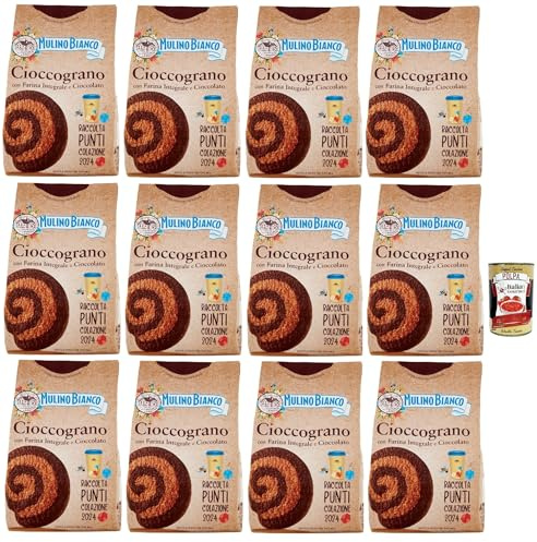 Mulino Bianco Cioccograno Biscotti con Farina Integrale e Cioccolato, Kekse mit Vollkornmehl und Schokolade, biscuits, cookies, 12x 330g + Italian Gourmet polpa 400g