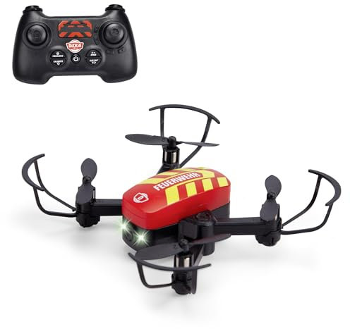 Dickie Toys - RC Fire Drone (12 cm) - ferngesteuerte Feuerwehr-Drohne ab 8 Jahre mit Flugstabilisator und Licht, Spielzeug für Kinder, 6 km/h, inkl. Fernbedienung und Batterien