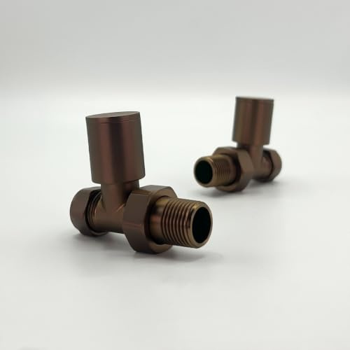 Lux Heat Straight Brushed Bronze Manual Round Radiator Valve Set