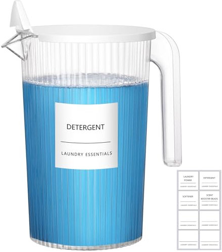 Lifewit Wasserkrug 1800ml, Plastik Wasserkaraffe mit Deckel, Transparente Karaffe, Kunststoff Krug mit Griff, Getränkekaraffe für Getränke Saft Tee Milch, Wasser Karaffe, Milchkanne, Kühlschrankkrug