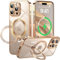 360° Spin Magnetic Stand for iPhone 16 Pro Max Case (Compatible with MagSafe) [Camera & Military Drop Protection] Rose Gold (with Glitter Cardstock) for 16 Promax Phone Case 6.9'', Desert Titanium