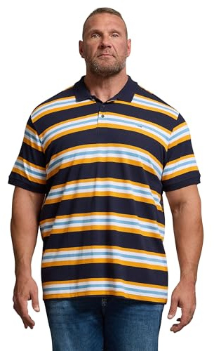 BadRhino Big & Tall Blue & Yellow Striped Polo Shirt - Men's - Plus Size Curve