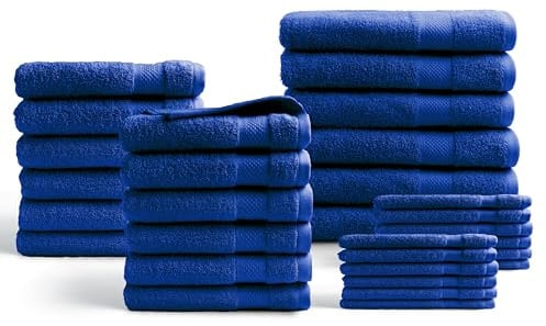 DoubleDry Hotel Collection Handtuch-Set - 30 Stück - 100% Baumwolle - 500 g/m² - Weich - Saugfähig - Oeko-TEX Zertifiziert (Blau)