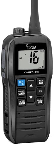 Icom M25EVO Black Marine UKW Radio | schwimmend | wasserdicht | USB-Aufladung | leicht | Lange Akkulaufzeit | Bootfahren Essentials