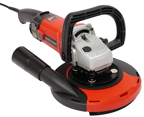 Ponceuse à béton 180 mm, kit de fraise à béton 1580 W avec 6 vitesses (600-3000 tr/min), réglage de la vitesse et aspiration de la poussière, meuleuse de nettoyage et d'angle polyvalente, rouge