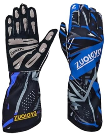 Pegciuho Karthandschuhe, Gaming Sim Racing Handschuhe, Steuerungshandschuhe, Lange Gaming Handschuhe mit Rutschfestem Griff für Outdoor Sportarten, Go Kart, Kart, Gaming, Blau