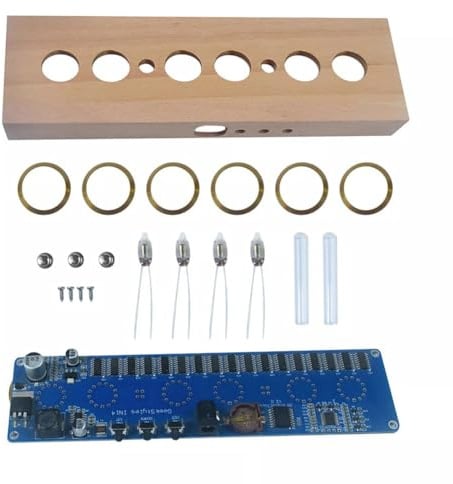 URPIZY IN14 Nixie Uhr DIY Bausatz - 6-stellige Nixie Röhrenuhr mit 7-Farben RGB Hintergrundbeleuchtung, 12/24h Modus, Schlafmodus, für Retro Dekoration