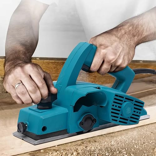 Elektrisch Holzhobel Klein Handhobel, Elektrohobel Holz 16000RPM Hobelbreite 82 mm mit Führung Lineal, Hobelmaschine Einstellbare Spantiefe 1-2mm für Hobeln von Holzbrettern
