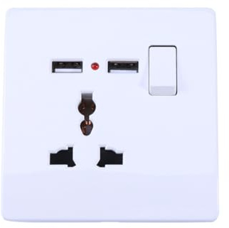 DONFAMDS Enchufe de Pared Doble con Salida USB Dual para Carga Rápida, Plástico Resistente Ignífugo y Fácil Instalación para Móviles y Mp3