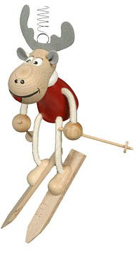 Schwingfigur Elch mit Ski 16cm