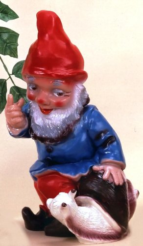 Frankenland Design Gartenzwerg mit Schnecke, ca. 34 cm hoch, PVC