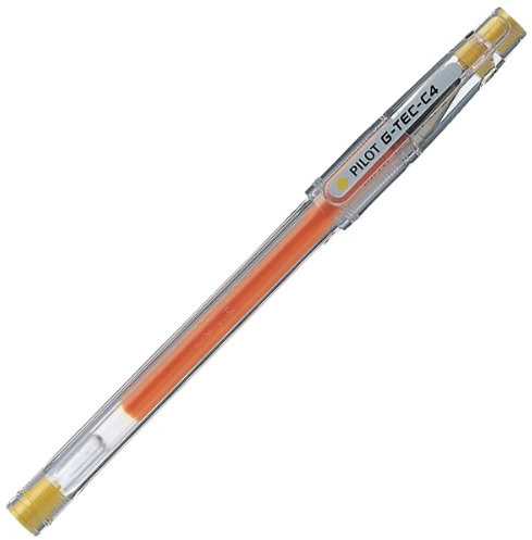 Pilot G-Tec C4 Tintenroller Gel Micro, 0,4 mm Spitze, Box von 12 Packung (gelb)