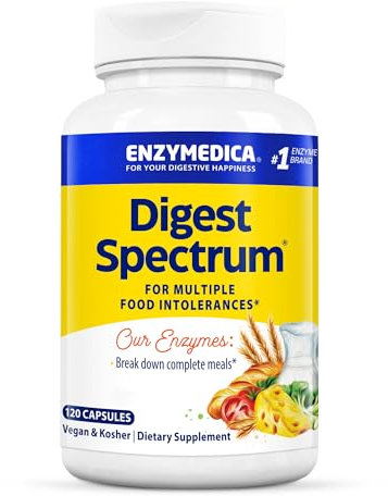 Enzymedica Digest Spectrum, Advanced Digestive Enzymes for Women and Men, Supports Digestion and Multiple Food Intolerances, Fast-Acting Formula for Gas and Bloating Relief, 120 Capsules