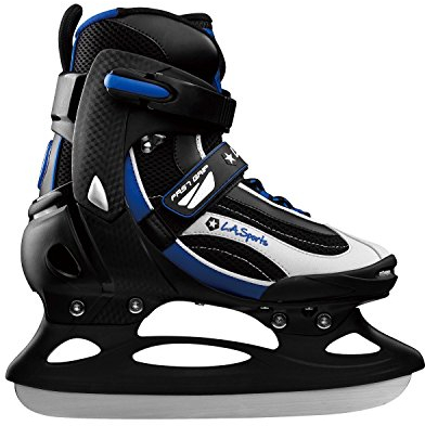 L.A. Sports Schlittschuh Ice Skates Hockey F350 Senior – Eishockey Schuhe Herren Softboot gefüttert Doppelgröße (38-39 Fallen Kleiner aus) Blau/Schwarz/Weiß