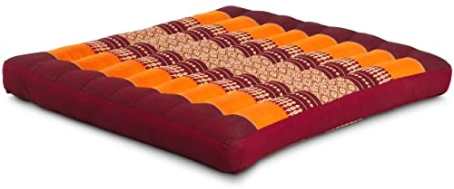 livasia Sitzkissen Stuhlauflage groß - 50x50x6cm - Bodenkissen Indoor/Outdoor, Meditationskissen Yogakissen, Stuhlauflage für Palettenmöbel, Steppkissen für Stuhl und Bank (Orange)