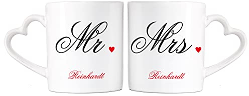 Herz & Heim® Mr. & Mrs. Paartassen Hochzeitsgeschenk mit Aufdruck des Familiennamens