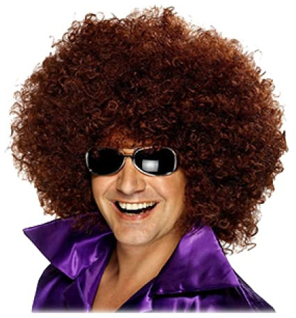 United States of Oh My Gosh Afro Perücke - Short Fluffy Afro-Perücken hitzebeständige synthetische Unisex Männer Frauen Cosplay Anime Fancy Funny Perücke für Partei Einheitsgröße Braun
