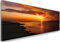 Feeby Bilder Meer Wasser 100x40 cm Wohnzimmer Schlafzimmer Büro Flur Küche Wandbilder Modern Bild auf Leinwand Wanddekoration Kunstdruck Design Sonnenuntergang Landschaft Aussicht Gras Orange