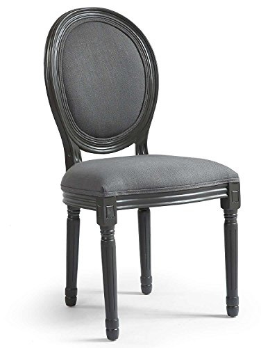 Louis XVI Set mit 2 Medaillon Stühlen, Stoffbezug Grau