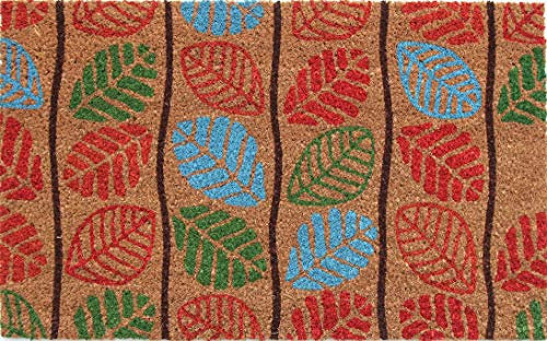 Coco&Coir Door Mat | Non-Slip | Thick Coir | Premium Quality | Rubber Backed | Eco-Friendly | Indoor | Outdoor | Heavy Duty | Leaves Themed | Entrance Door Mat | 45 x 75 cm (Early Leaves)