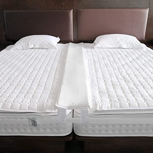 Qucover Unisci Materassi Singoli in Matrimoniale, 200x20cm Unire due Materassi Singoli in Matrimoniale, Connettore a Due Letti Connettore con Cinghie Connettore in Spugna,10M