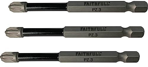 Pozidriv Impact Screwdriver Bits PZ3 x 75mm (Pack 3)